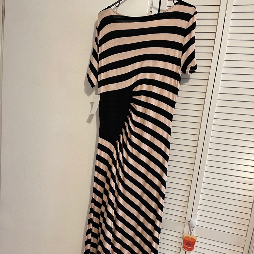 Tan and Black Short Sleeved Dress